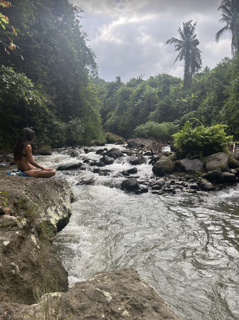 quiet meditation by the river to show how earth heals