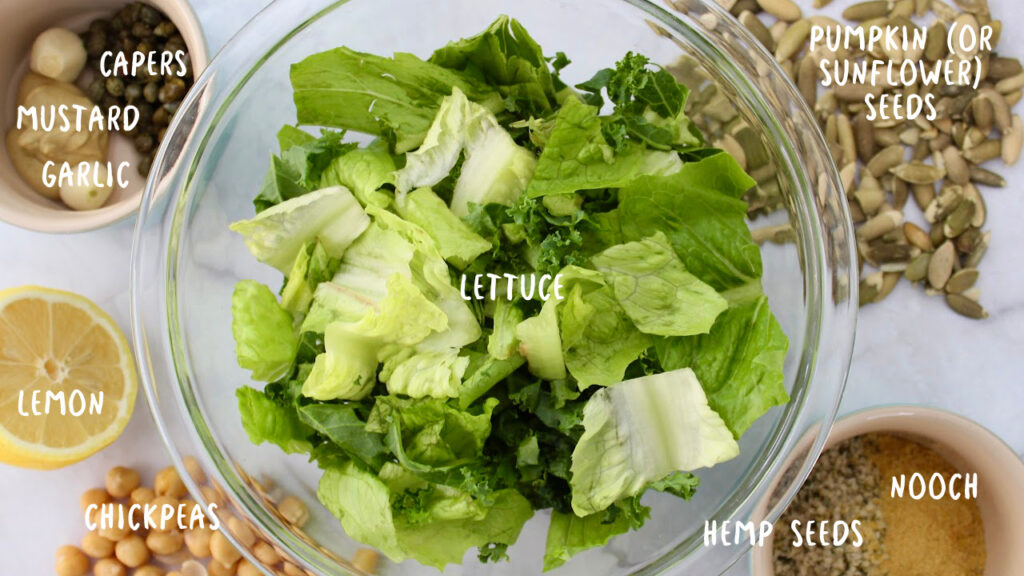 ingredients for vegan caesar salad