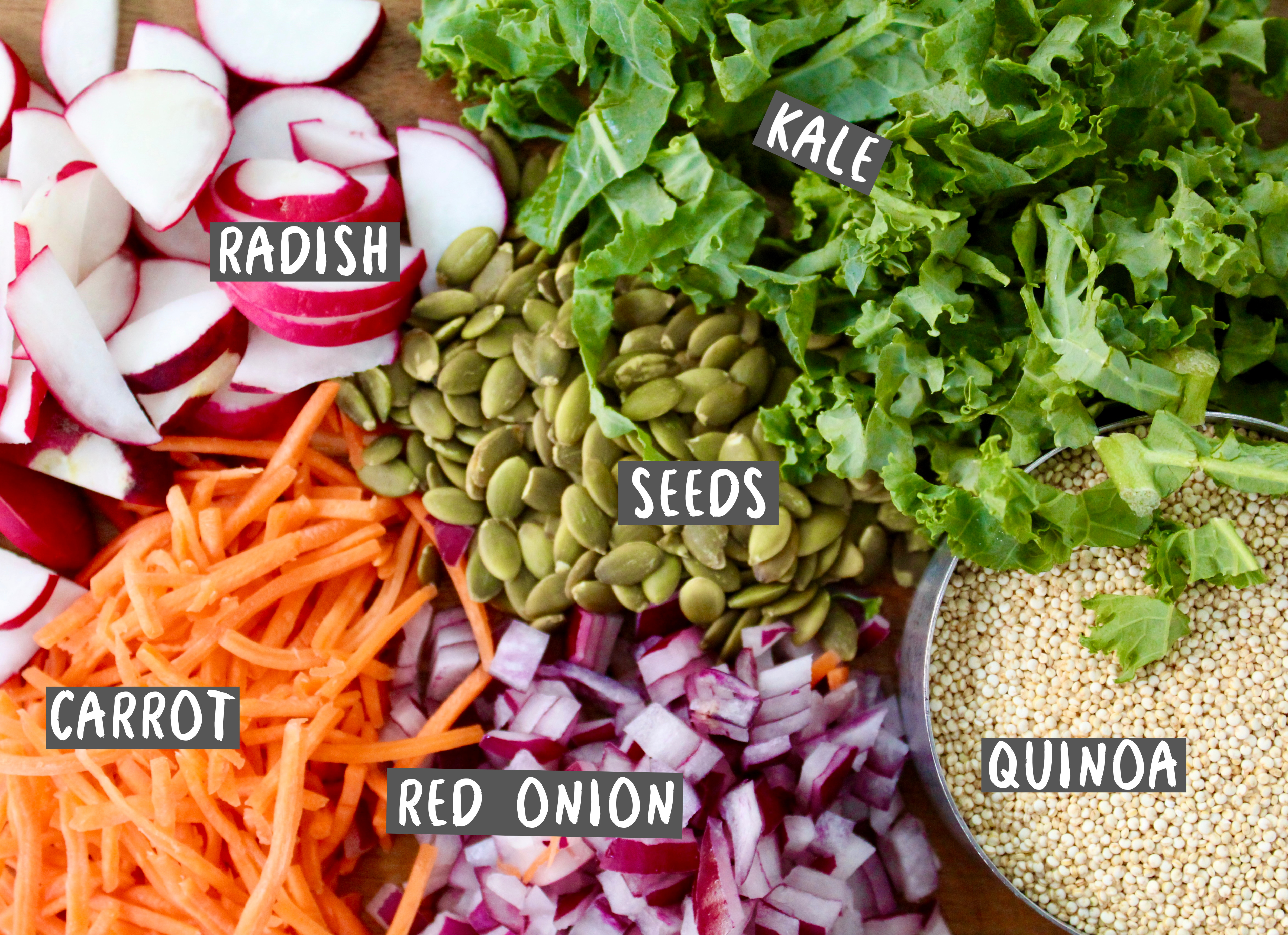 lemon tahini kale salad prep ingredients