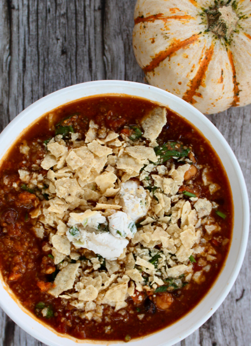 3 bean vegan pumpkin chili