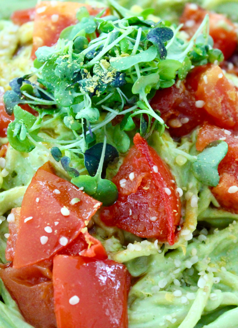 Creamy Avocado Pasta with Blistered Tomatoes